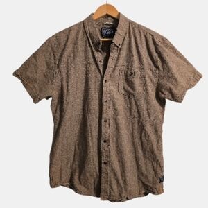 ROARK Button-Down Shirt Men's XL Brown S-Sleeve Cotton Sustainable Rugged Travel